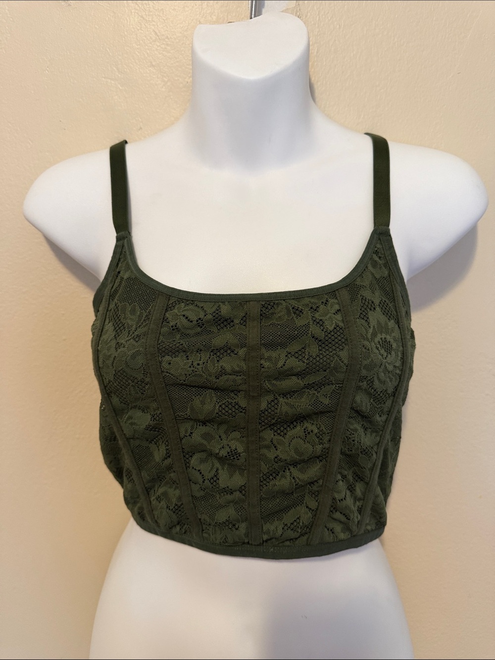 Colsie Olive Lace Crop Cami